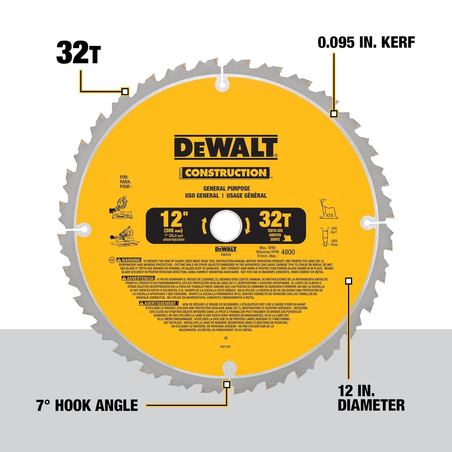 image:imageDEWALT Miter Saw Blade Combo Pack 12 Blades 40 Tooth amp 60 Tooth Fine Finish Ultra Sharp Carbide DWA112CMBSaw Blade 2 Pack 12 In 80T