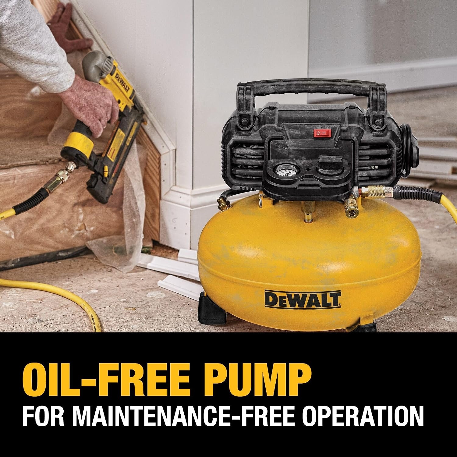 image:imageDEWALT Pancake Air Compressor 6 Gallon 165 PSI DWFP55126 OilFree MaintenanceFree Pump Wood Working Roofing Home Jobsite 165 Max PSI 26 SCFM 90 PSICompressor