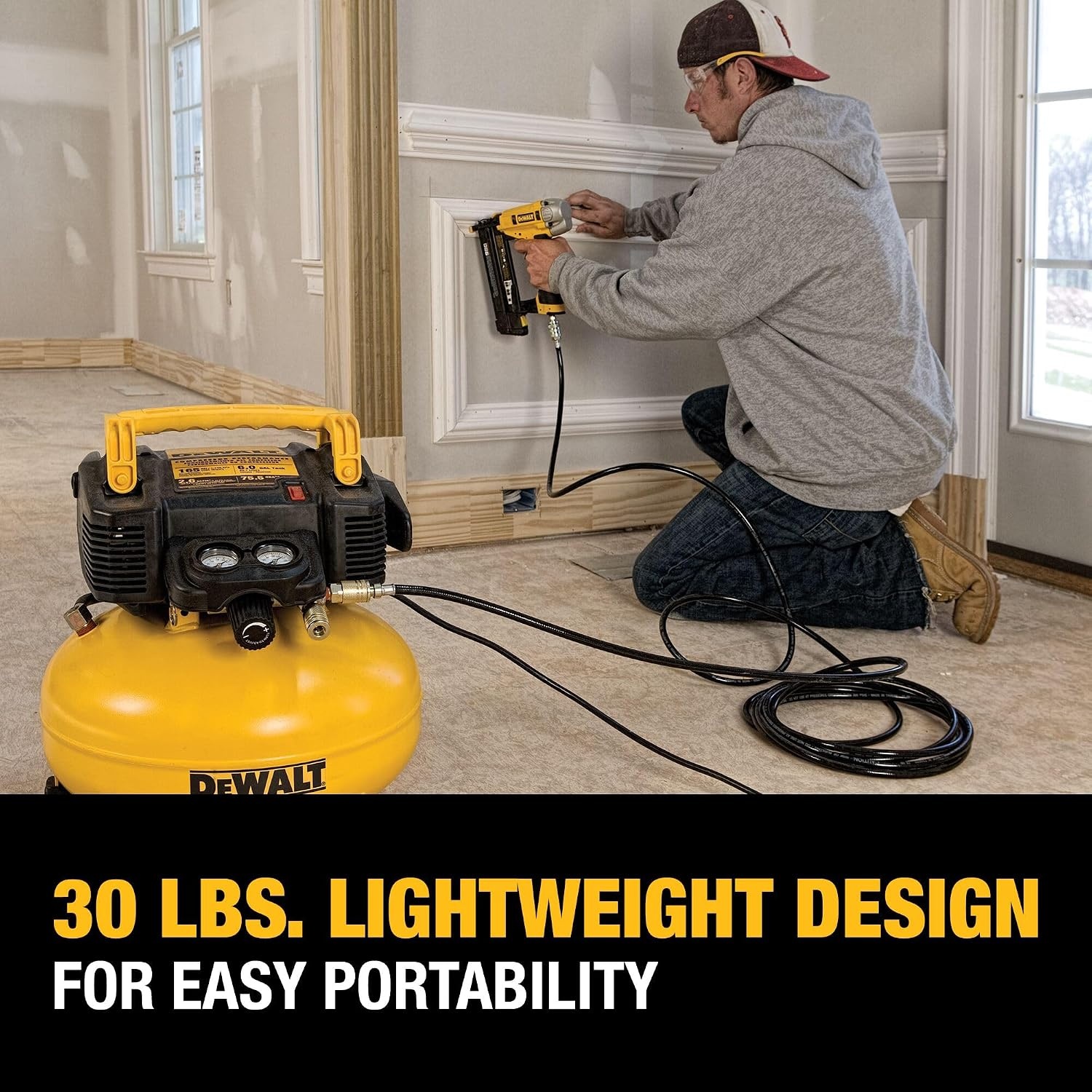 image:imageDEWALT Pancake Air Compressor 6 Gallon 165 PSI DWFP55126 OilFree MaintenanceFree Pump Wood Working Roofing Home Jobsite 165 Max PSI 26 SCFM 90 PSICompressor
