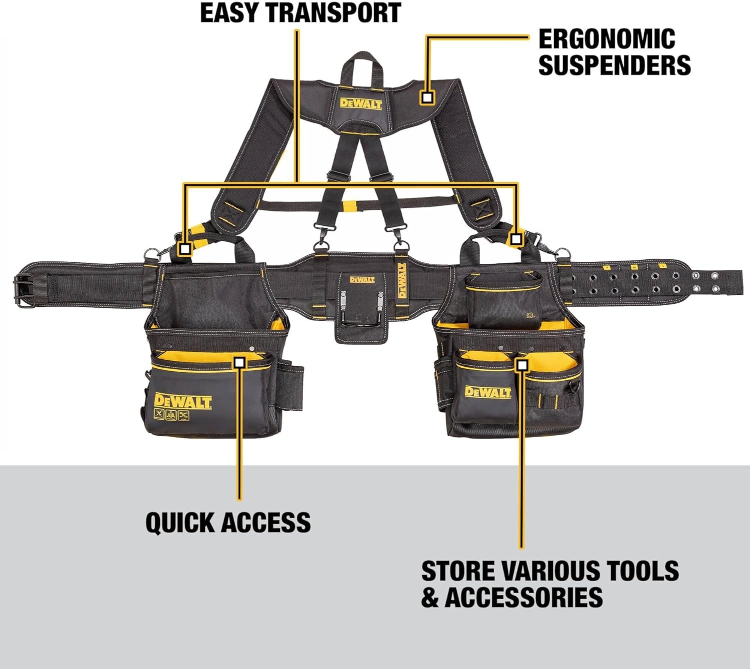 image:imageDEWALT Professional Tool Belt Organizer With Suspenders and 25 Pockets Heavy Duty Construction DWST540602One Size