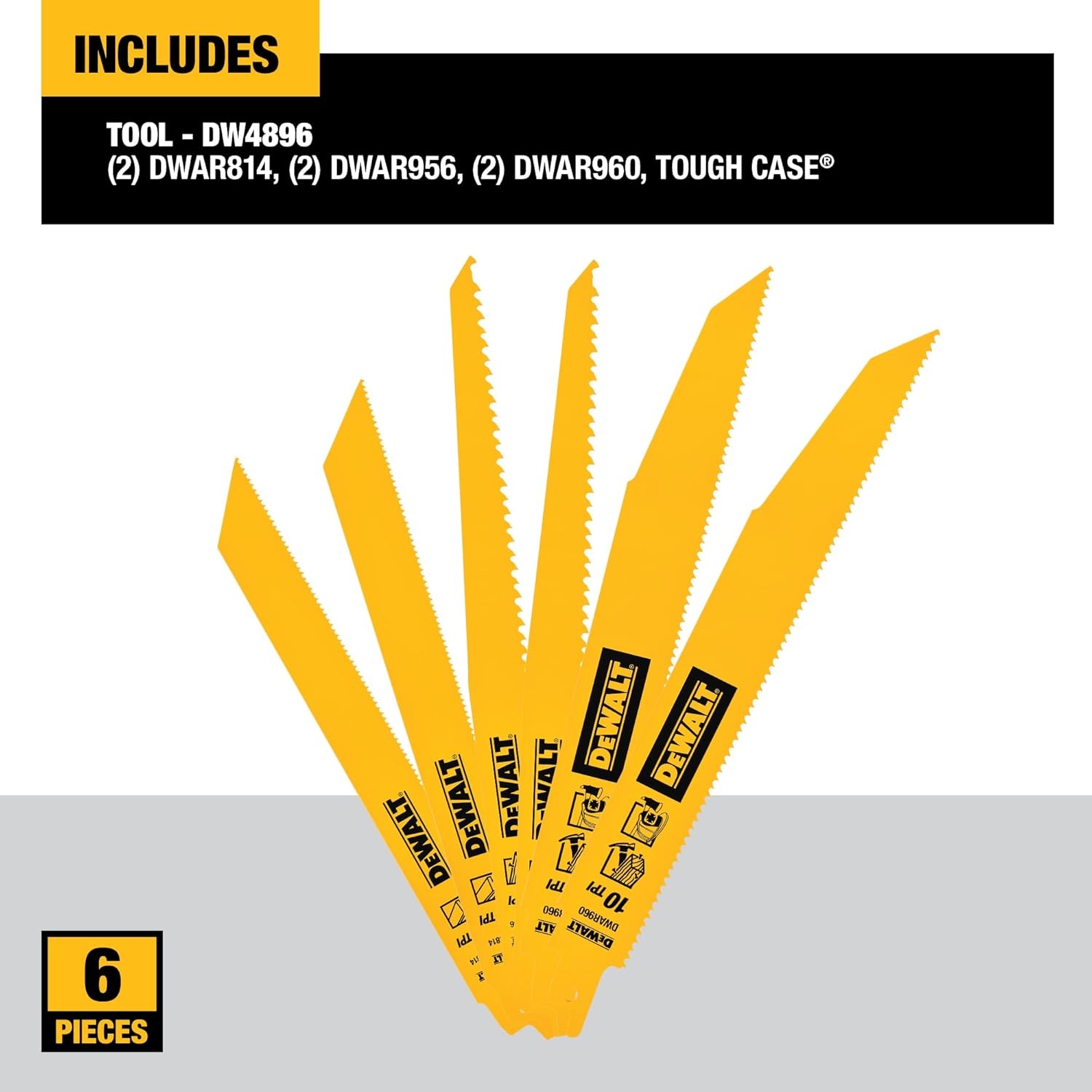 image:imageDEWALT Reciprocating Saw Blades BiMetal 6Piece Set DW48966piece Set
