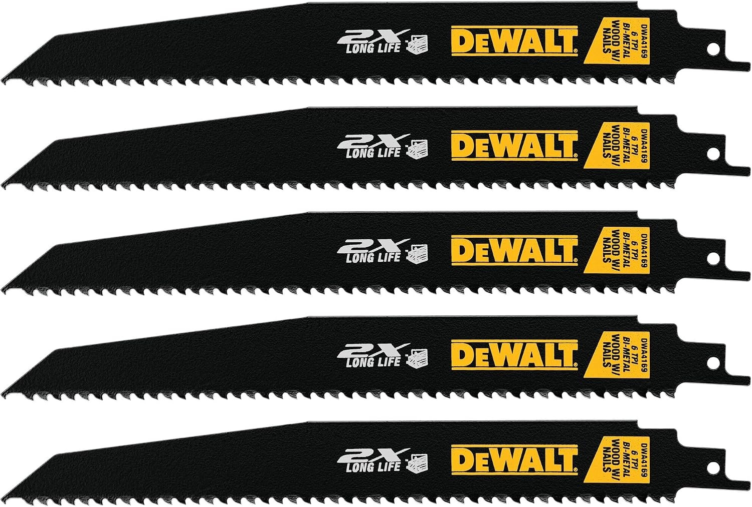 image:imageDEWALT Reciprocating Saw Blades BiMetal 6Piece Set DW48969 2X 6 TPI 5Pack