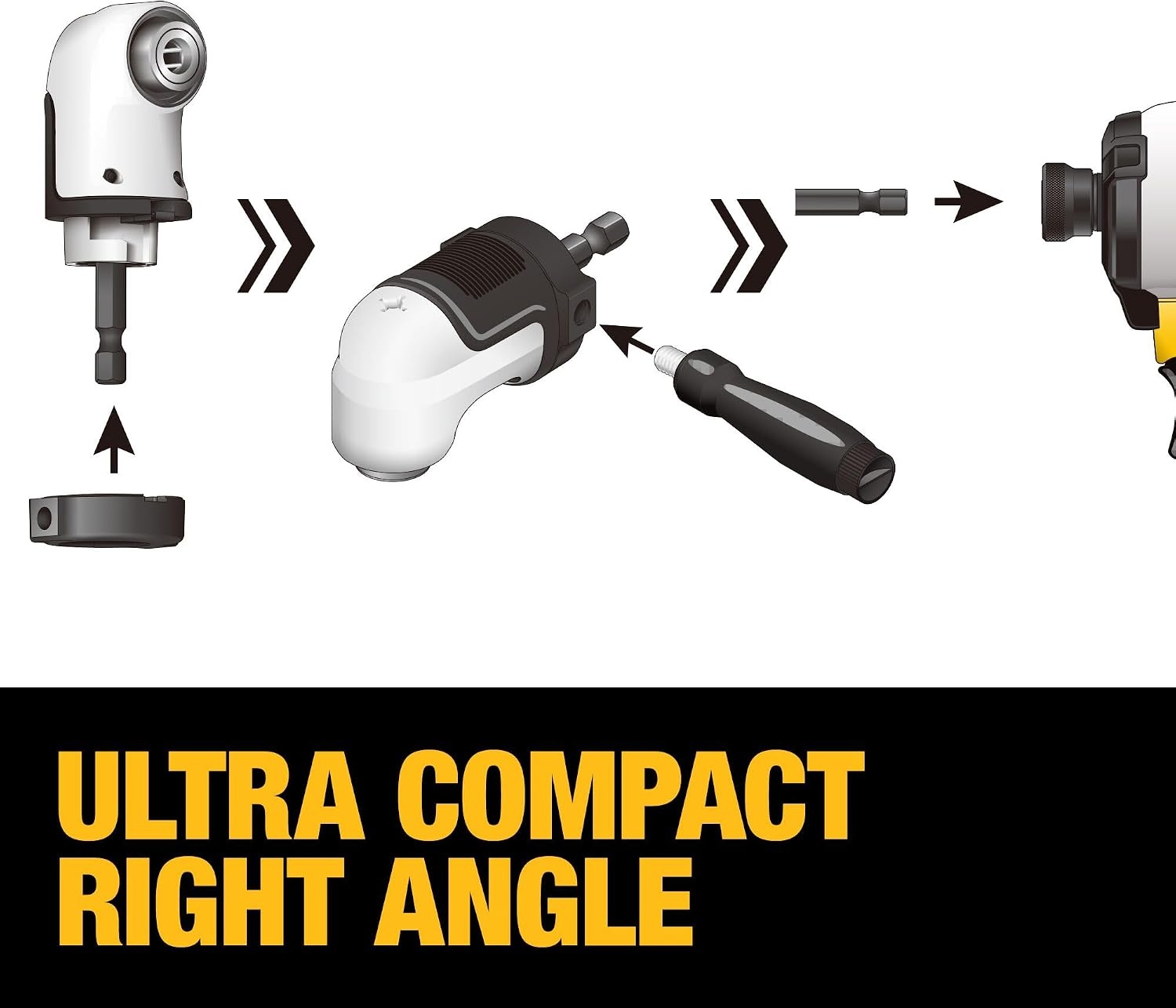 image:imageDEWALT Right Angle Drill Attachment 12 in 90 Degree Drill Adapter Compact 4in1 Modular FLEXTORQ Impact Ready Straight Flexible Shaft DWAMRASETFT12Inch Pack of 5