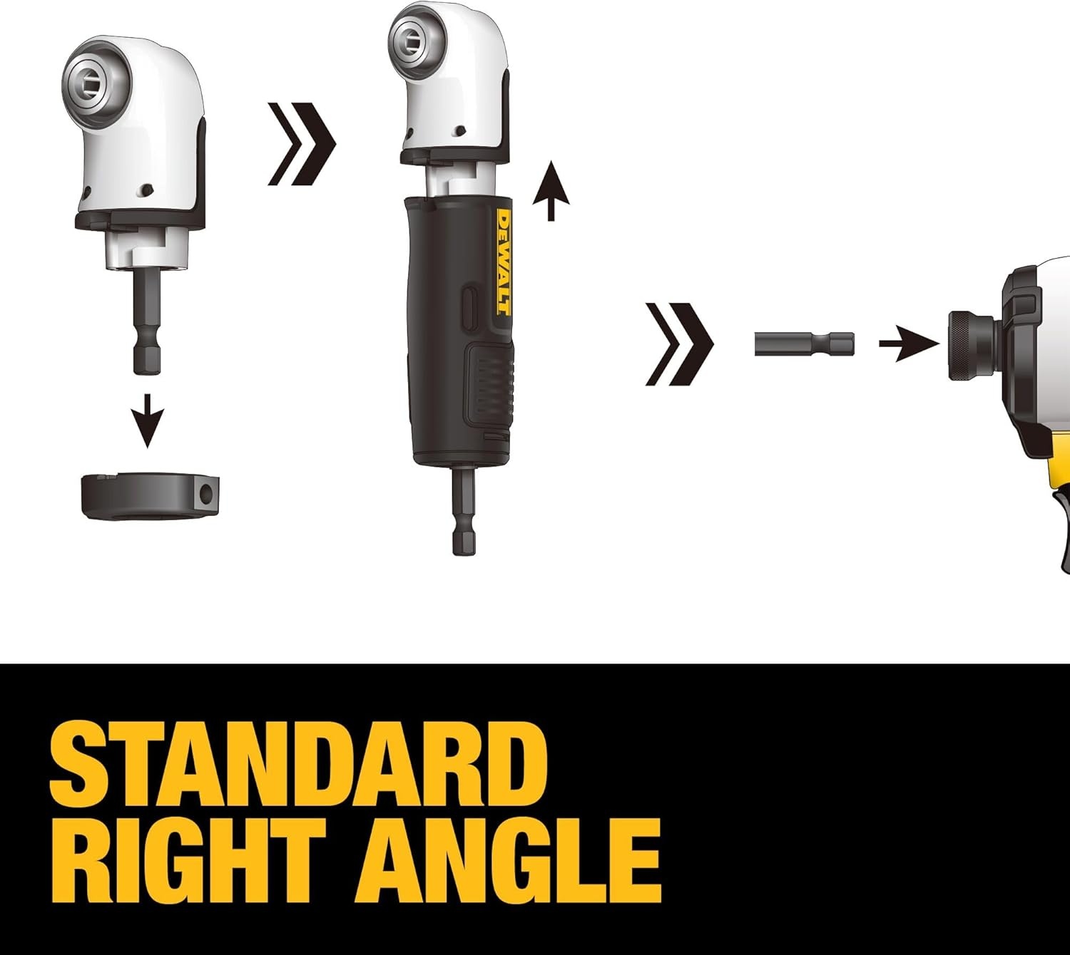 image:imageDEWALT Right Angle Drill Attachment 12 in 90 Degree Drill Adapter Compact 4in1 Modular FLEXTORQ Impact Ready Straight Flexible Shaft DWAMRASETFT12Inch