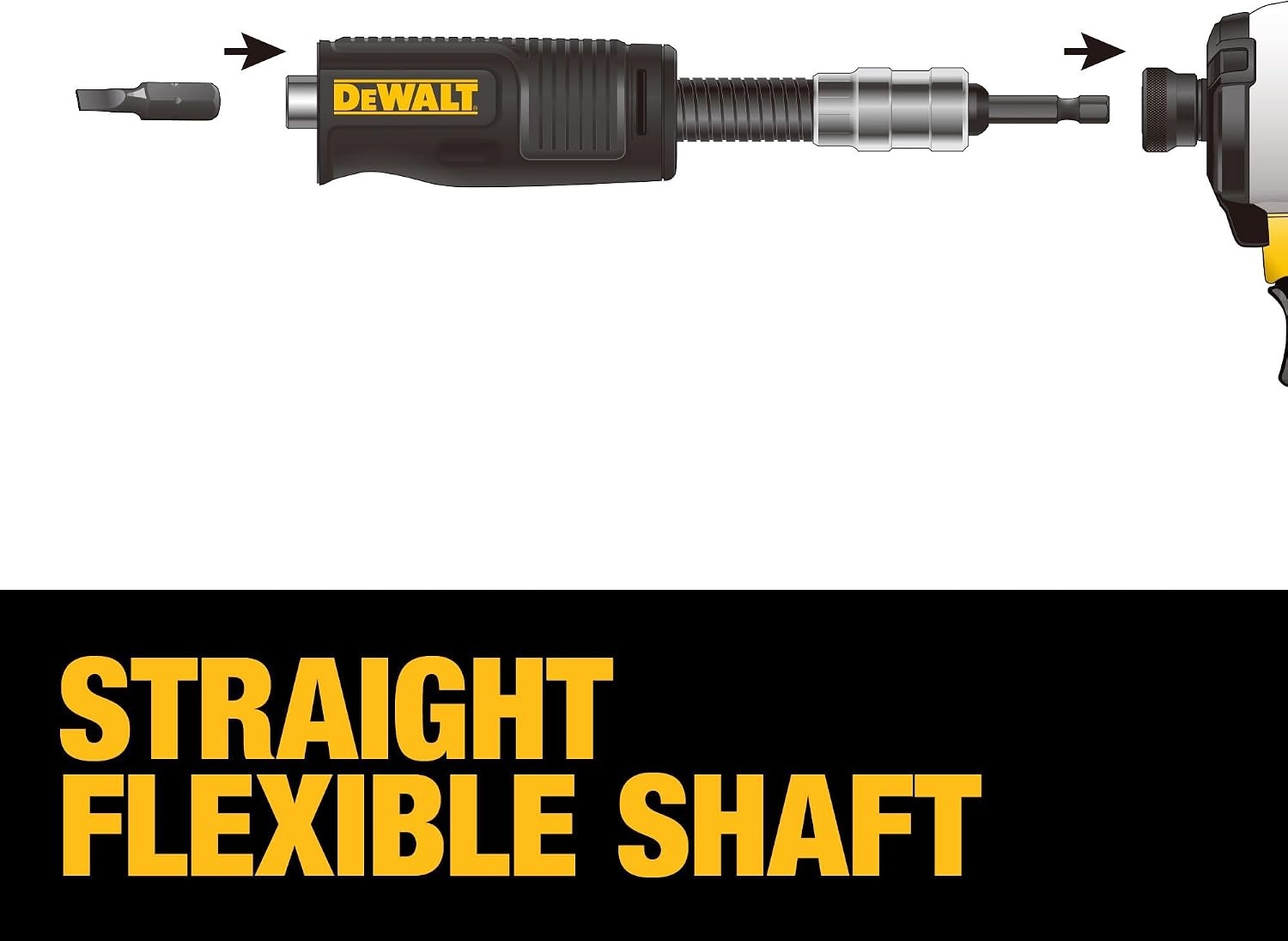 image:imageDEWALT Right Angle Drill Attachment 12 in 90 Degree Drill Adapter Compact 4in1 Modular FLEXTORQ Impact Ready Straight Flexible Shaft DWAMRASETFT12Inch Pack of 5