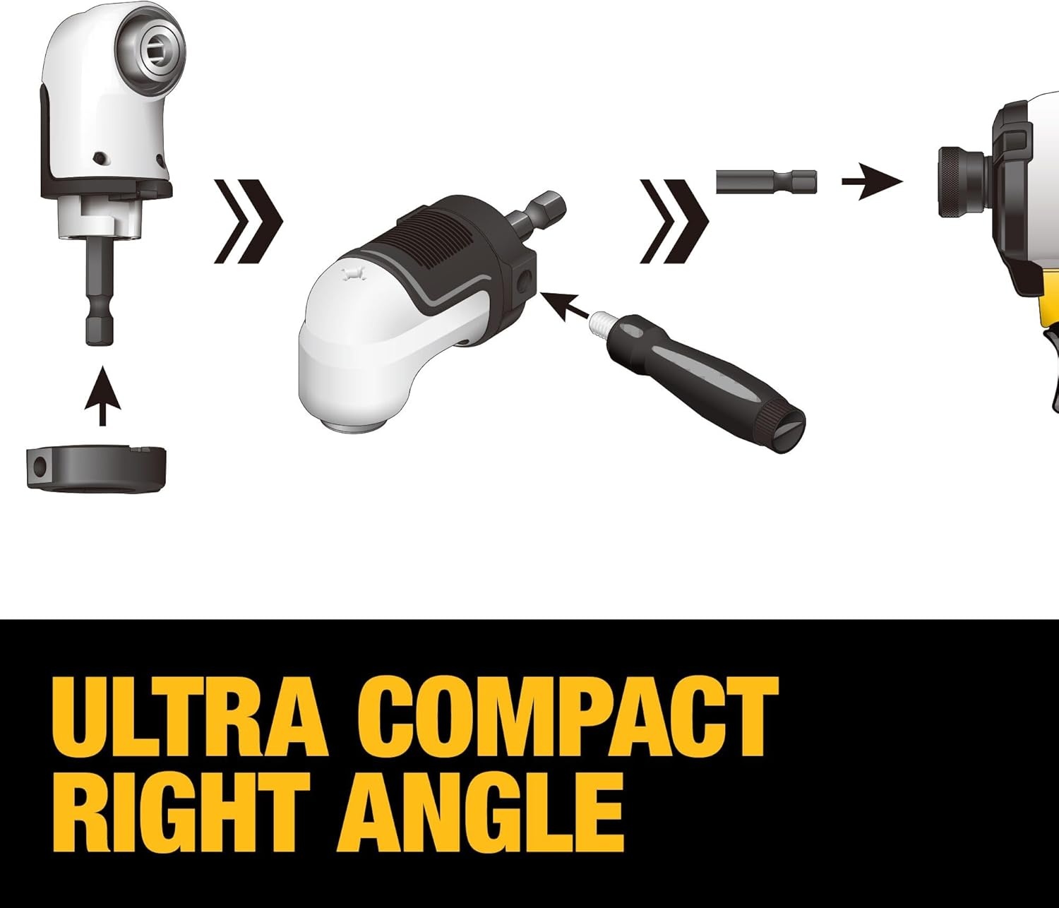 image:imageDEWALT Right Angle Drill Attachment 12 in 90 Degree Drill Adapter Compact 4in1 Modular FLEXTORQ Impact Ready Straight Flexible Shaft DWAMRASETFT12Inch