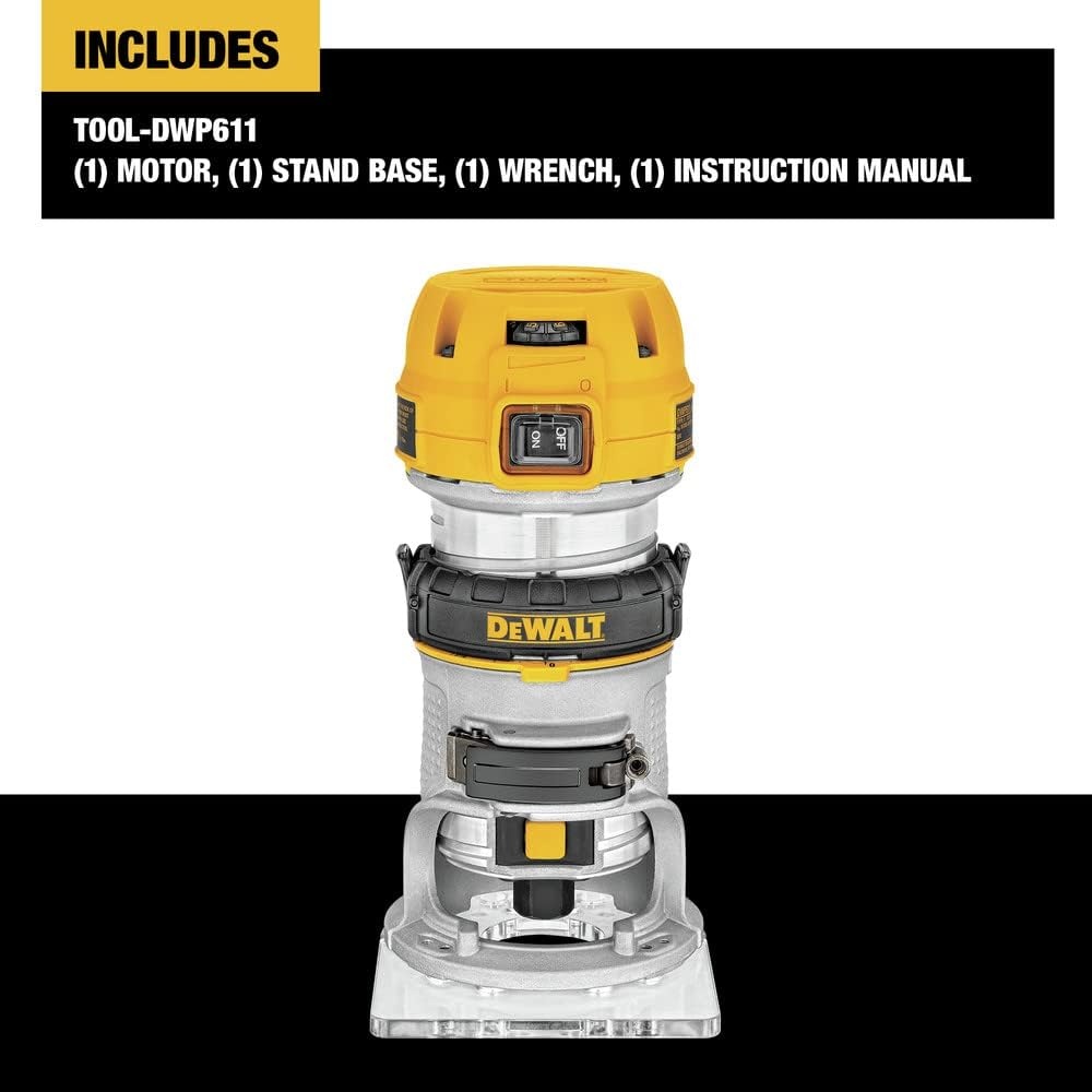 image:imageDEWALT Router Fixed Base 114 HP 77Amp Variable Speed Trigger Corded DWP611Router