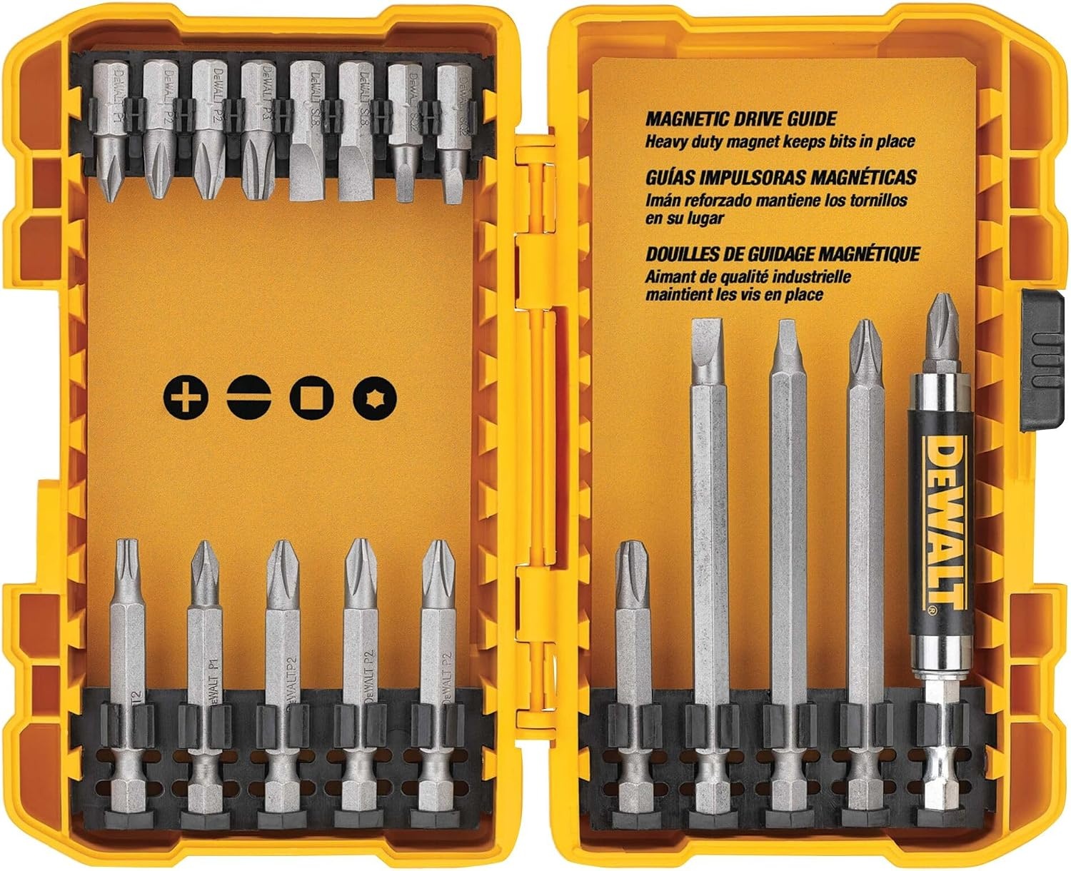 image:imageDEWALT Screwdriver Bit Set 100 Pc Impact Driver Bit Set with Drill Bits Magnetic Holder and Nut Drivers FlexTorq Impact Ready ToughCase Included DWA2FTS100One Size Pack of 5