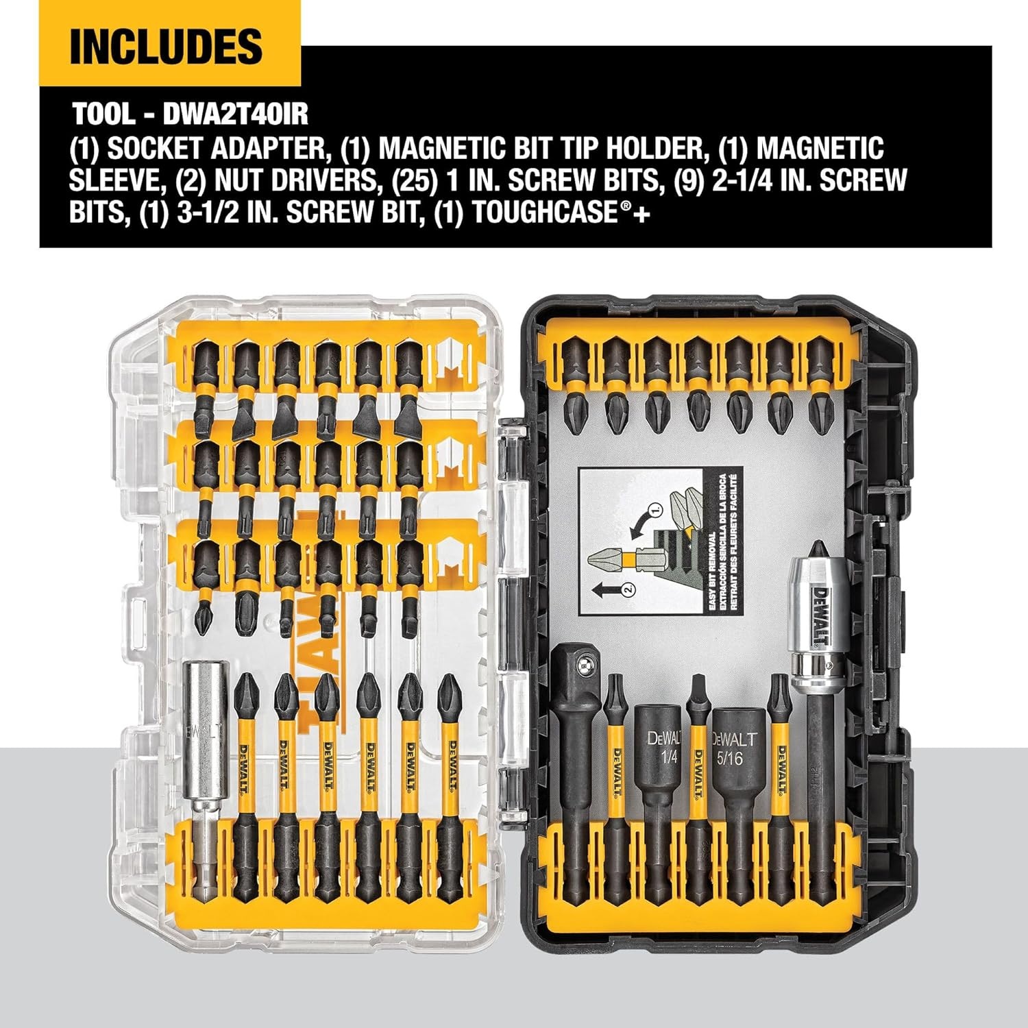 image:imageDEWALT Screwdriver Bit Set 40 Pcs Impact Ready FlexTorq Impact Driver Bit Set with Storage Case DWA2T40IROne Size