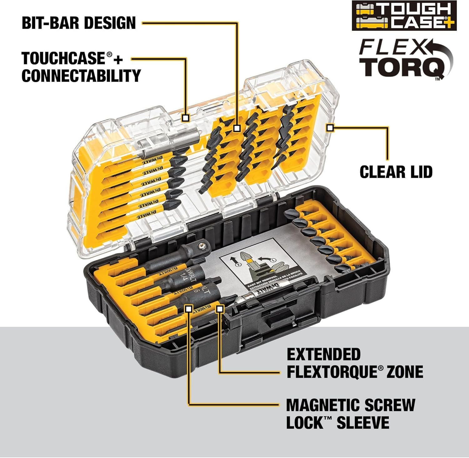 image:imageDEWALT Screwdriver Bit Set 40 Pcs Impact Ready FlexTorq Impact Driver Bit Set with Storage Case DWA2T40IROne Size