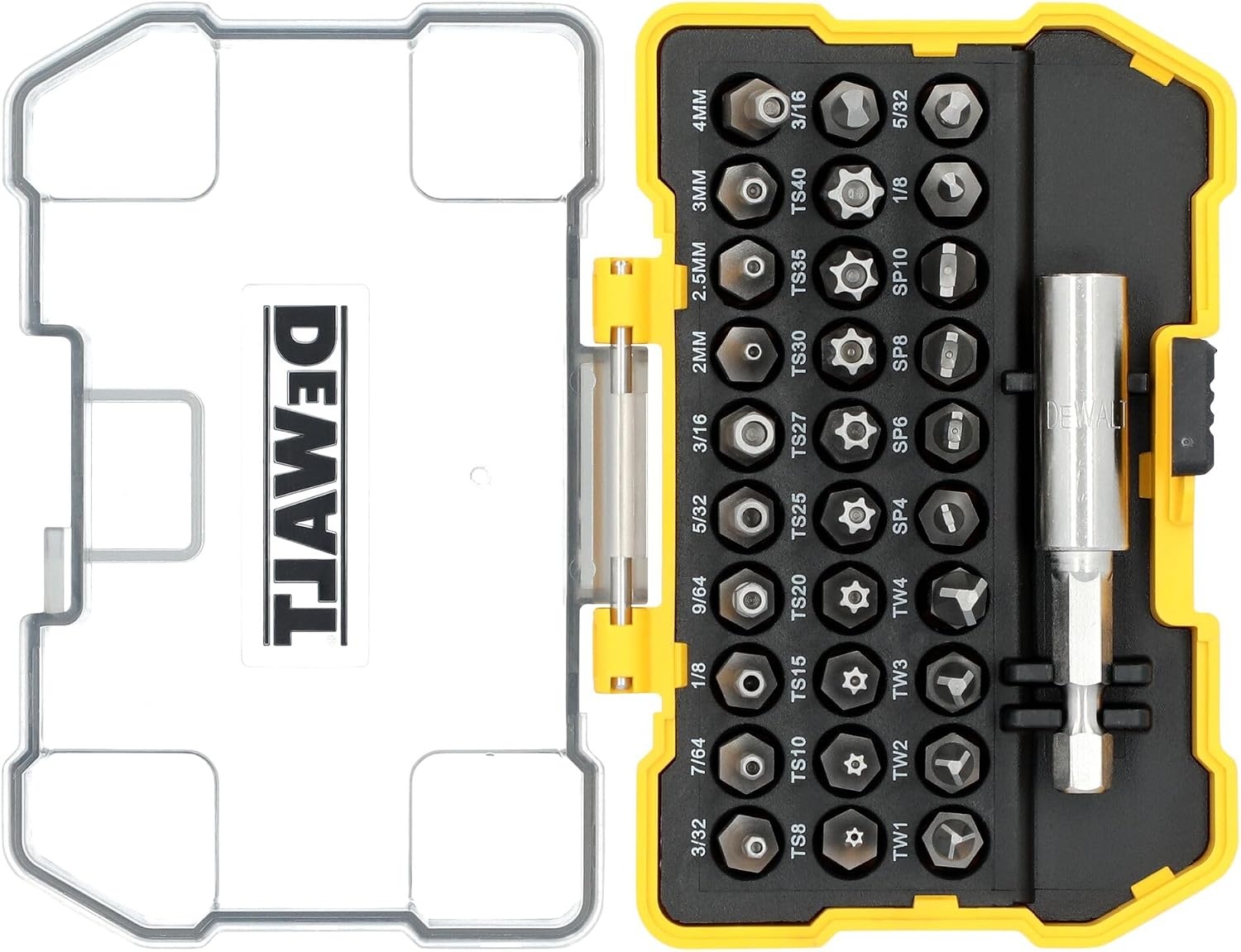 image:imageDEWALT Security Bit Set 31Piece Screwdriver Bit Set with Case Universal 14 In Hex Includeds Magnetic Bit Holder DWAX200One Size Pack of 5
