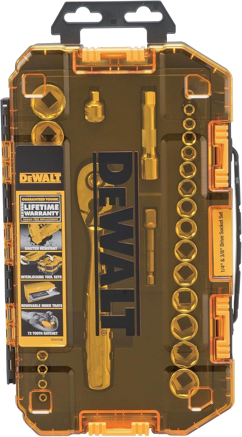 image:imageDEWALT Socket Set 14Inch amp 38Inch Drive SAEMetric 34Piece DWMT73804