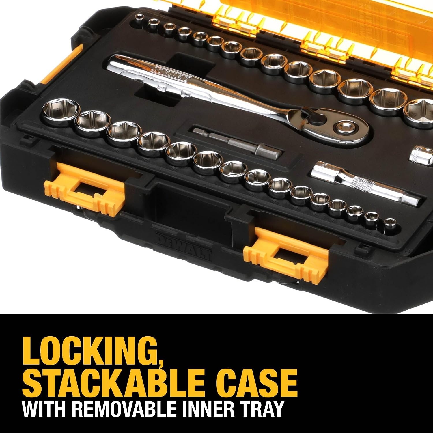 image:imageDEWALT Socket Set 14Inch amp 38Inch Drive SAEMetric 34Piece DWMT73804