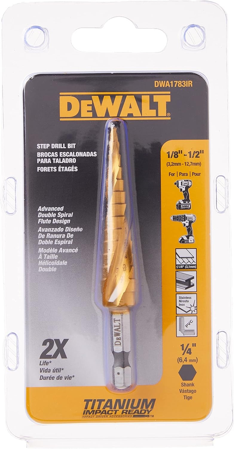 image:imageDEWALT Step Drill Bit Set 78Inch to 118Inch DWA1789IR18 12 Pack of 1