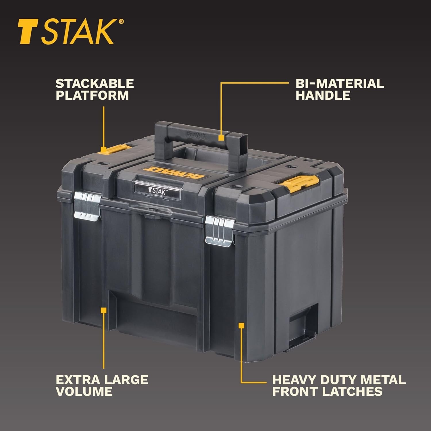 image:imageDEWALT TSTAK Tool Box Extra Large Design Removable Tray for Easy Access to Tools Water and Debris Resistant DWST17806