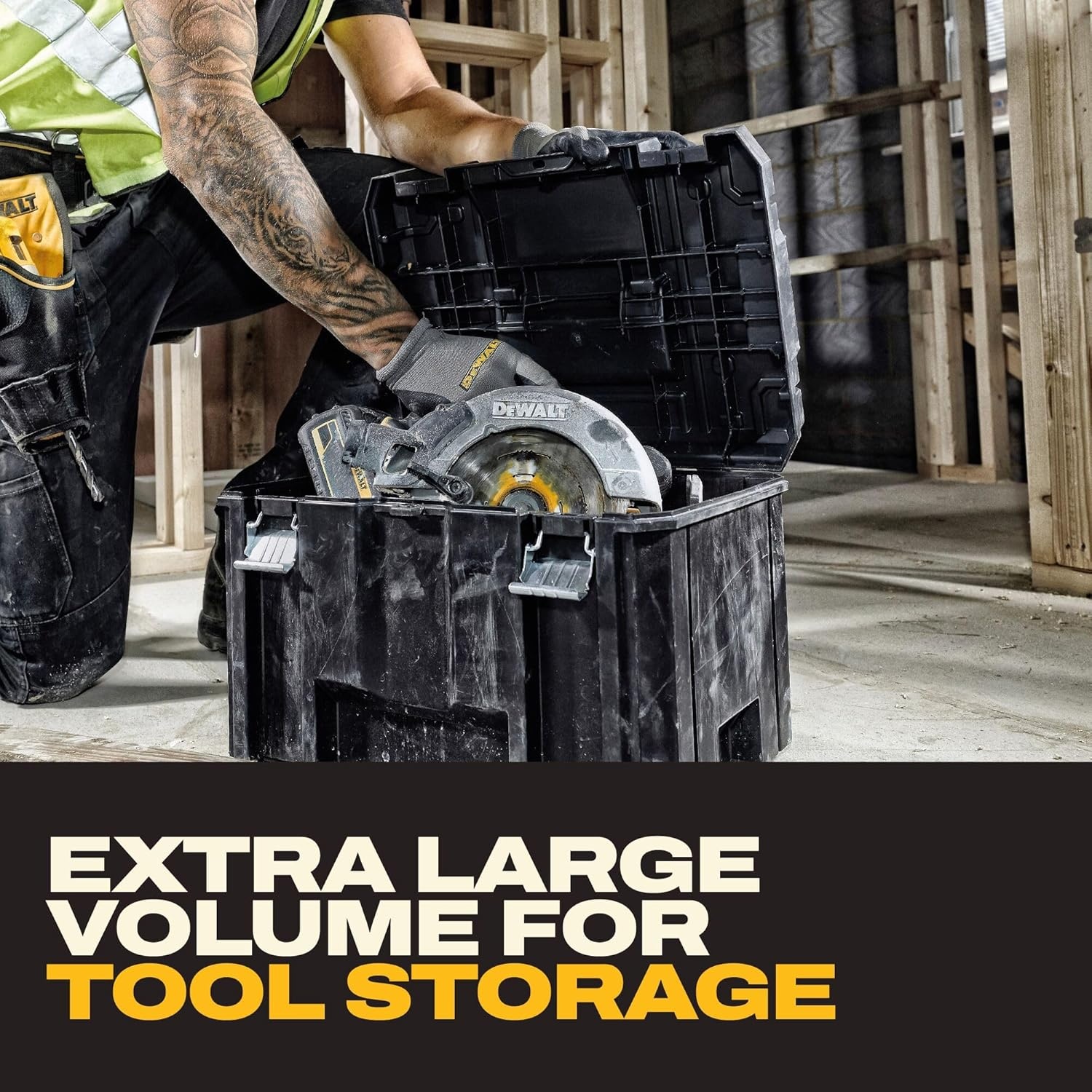 image:imageDEWALT TSTAK Tool Box Extra Large Design Removable Tray for Easy Access to Tools Water and Debris Resistant DWST17806