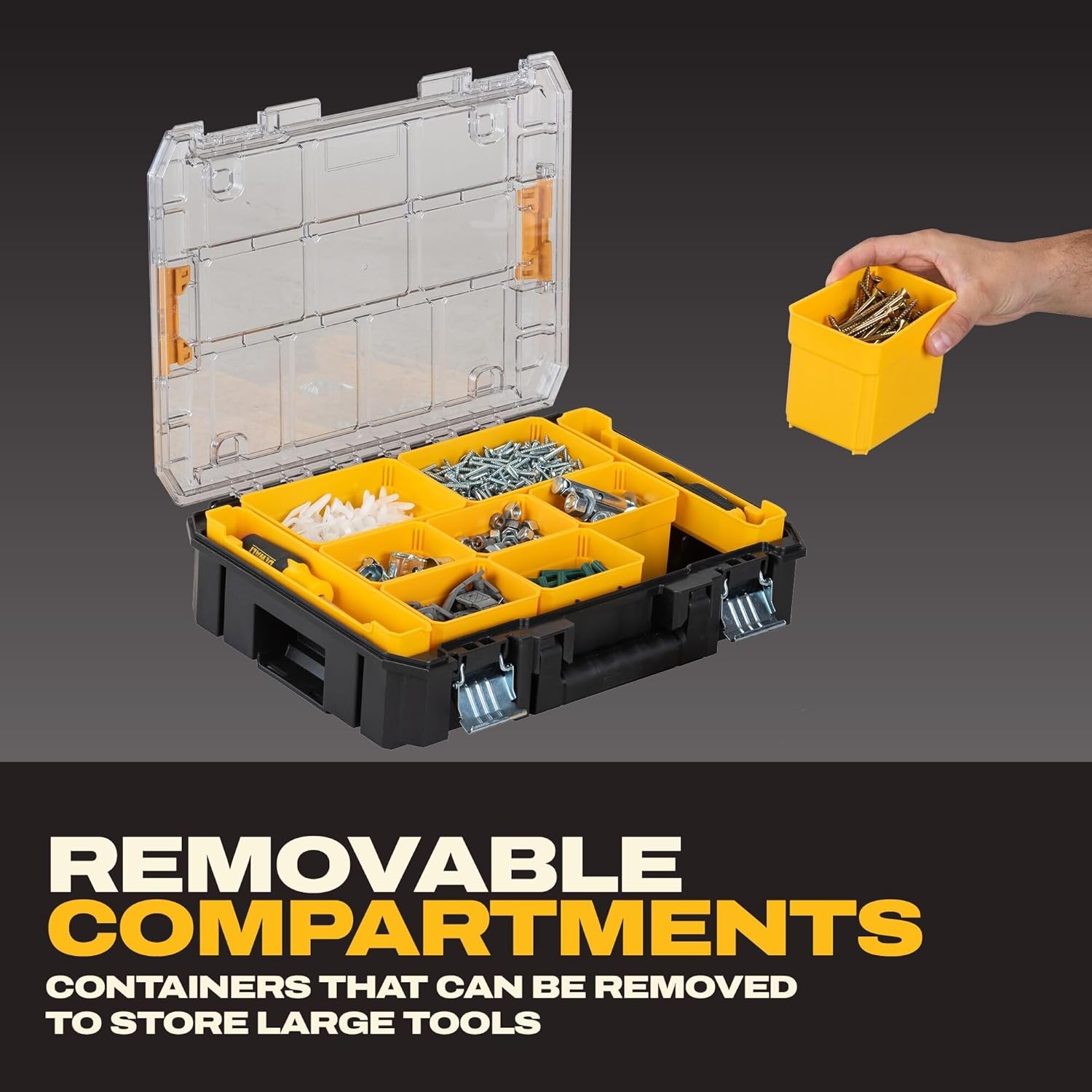 image:imageDEWALT TSTAK Tool Organizer Small Parts and Screw Organizer Tool Box with Removable Compartments DWST178051725 L x 1325 W x 462 H Pack of 4