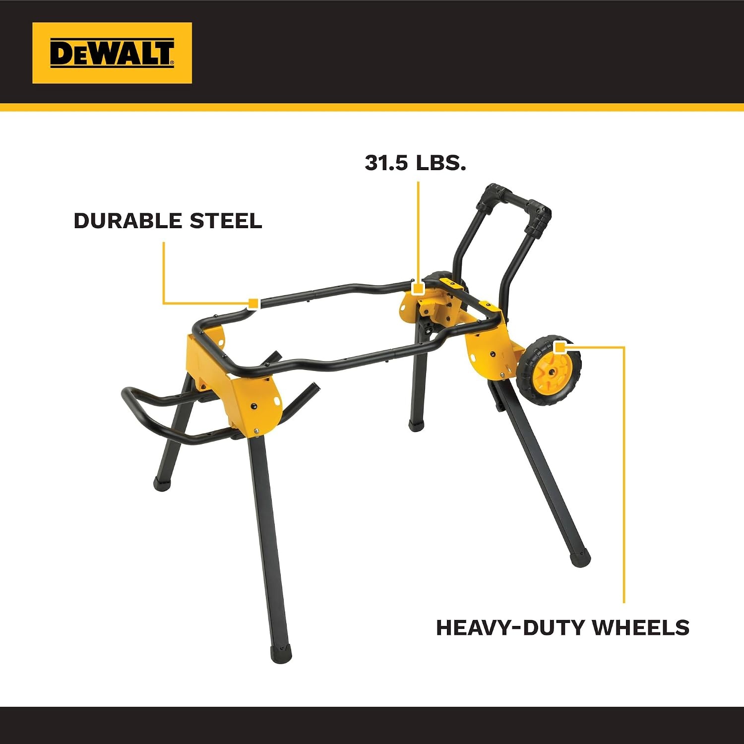 image:imageDEWALT Table Saw 10 Inch with Foldable Rolling Table Saw Stand 15 Amp 4800 RPM 3212Inch Rip Capacity DWE7491RSTable Saw