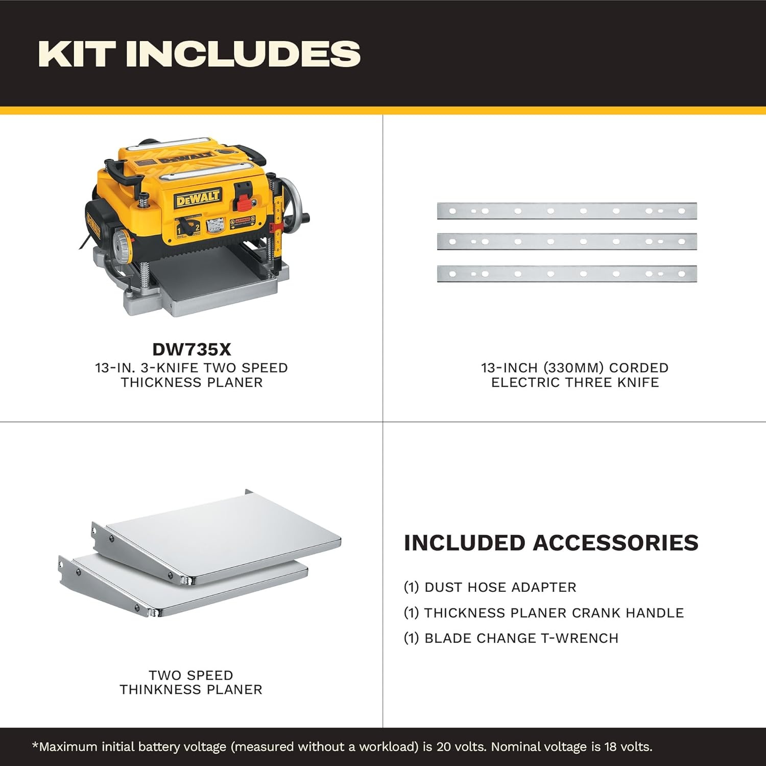 image:imageDEWALT Thickness Planer 13inch Wood Planer Three Knife Two Speed 15 Amp 20000 RPM Motor DW735X2Speed 13 wFeed Tables Extra Blades