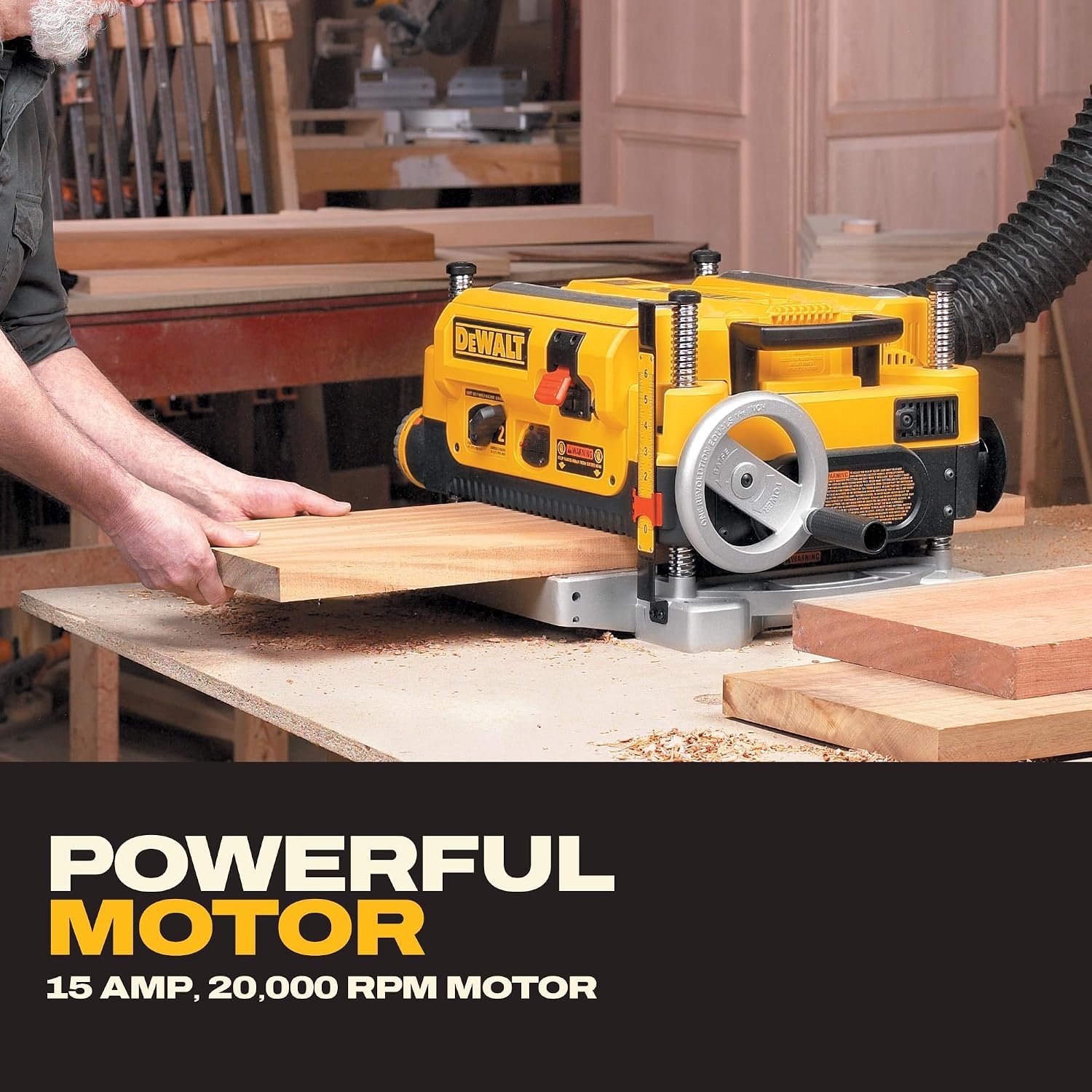 image:imageDEWALT Thickness Planer 13inch Wood Planer Three Knife Two Speed 15 Amp 20000 RPM Motor DW735X2Speed 13 wFeed Tables Extra Blades