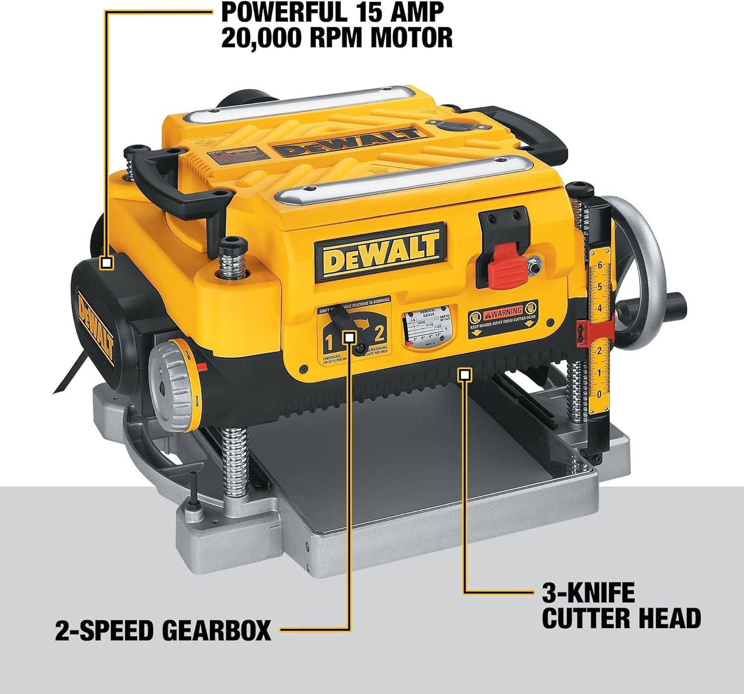 image:imageDEWALT Thickness Planer 13inch Wood Planer Three Knife Two Speed 15 Amp 20000 RPM Motor DW735X2Speed Planer 13