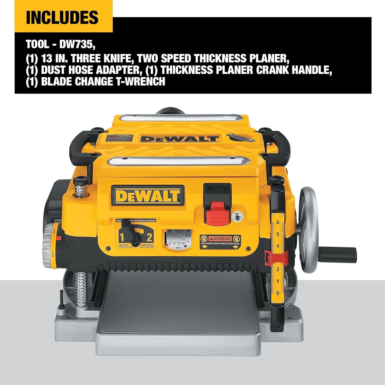 image:imageDEWALT Thickness Planer 13inch Wood Planer Three Knife Two Speed 15 Amp 20000 RPM Motor DW735X2Speed Planer 13