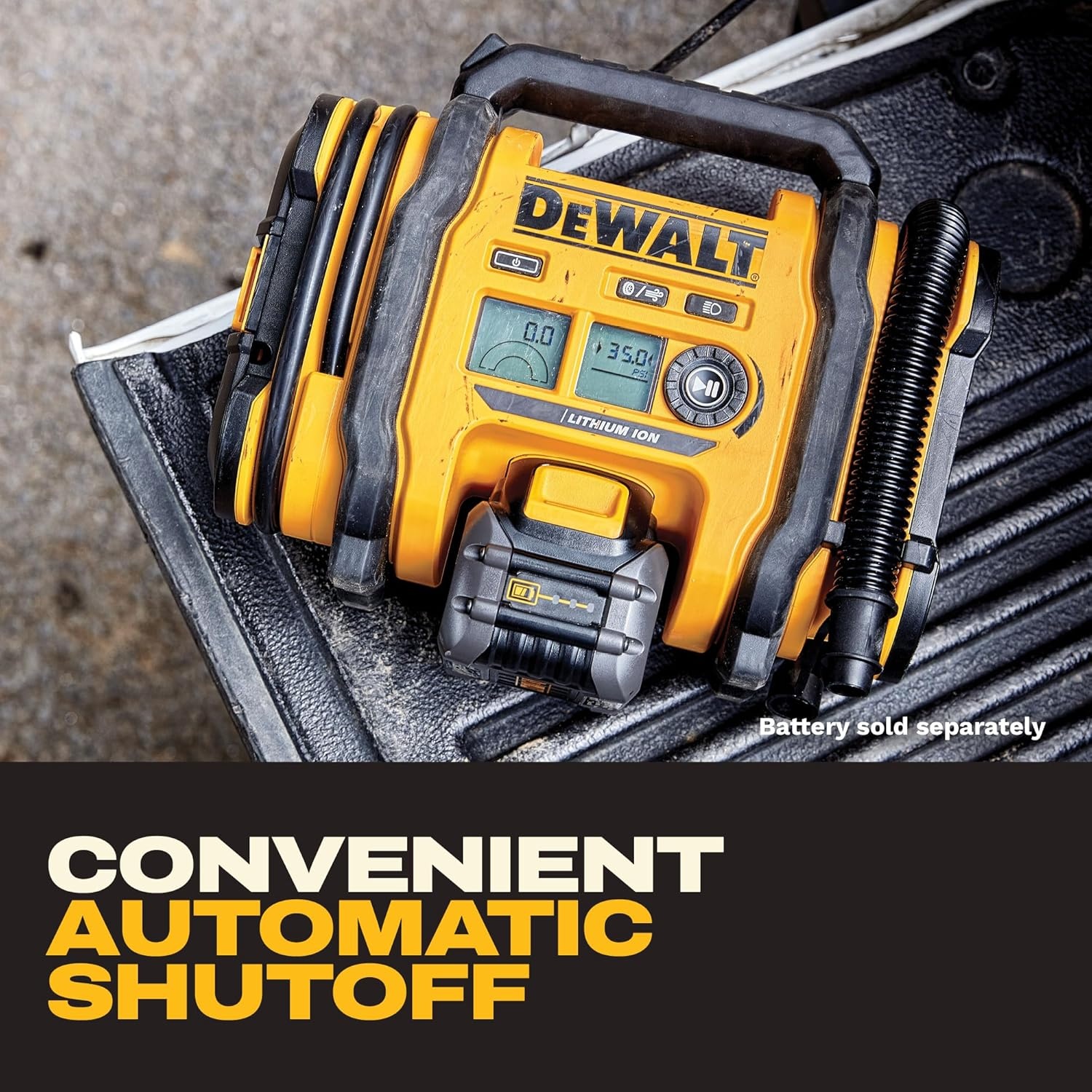 image:imageDEWALT Tire Inflator Portable Air Compressor 20V MAX Car Air Pump with Automatic Shut Off LED Light Tool Only DCC020IBInflator Tool Only