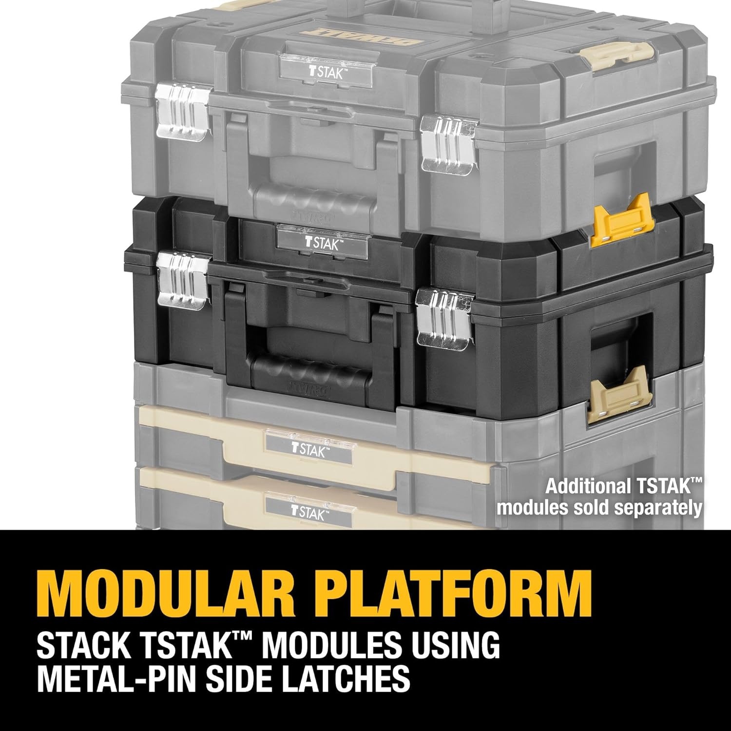 image:imageDEWALT Tool Box TSTAK II 13 In Flat Top Tool Storage Case Stackable Organizer Hard Case Portable Toolbox Heavy Duty Holds Up To 66 lbs DWST178071 Count Pack of 1