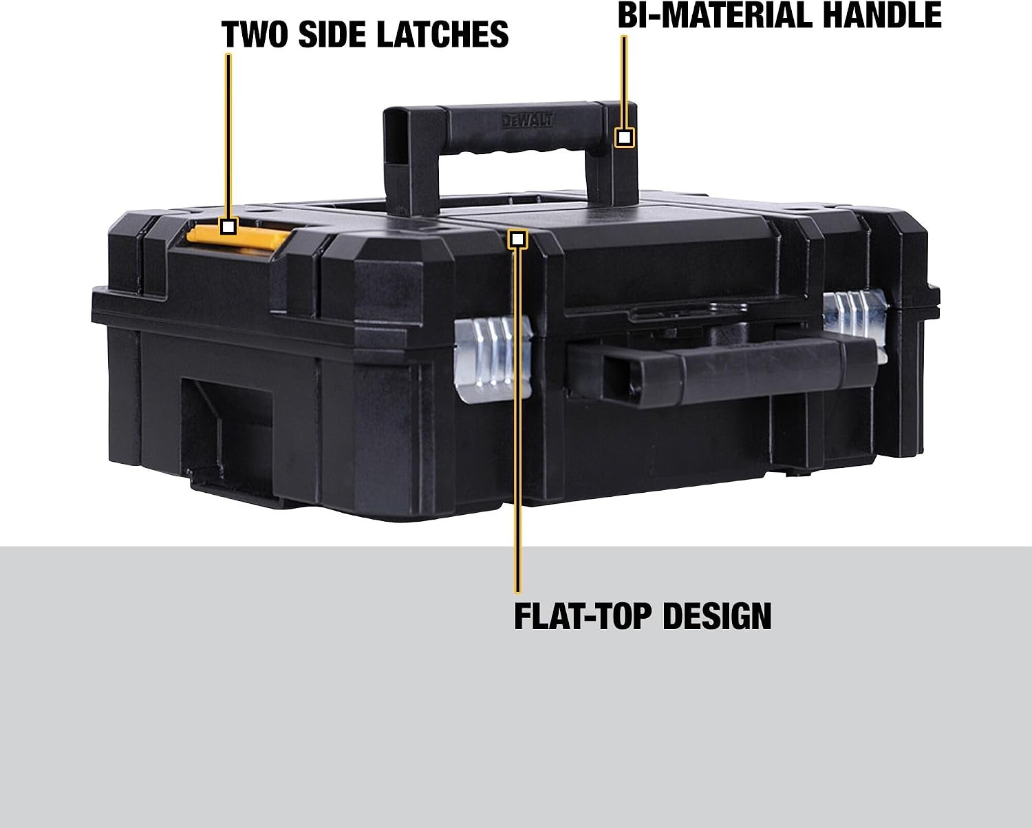 image:imageDEWALT Tool Box TSTAK II 13 In Flat Top Tool Storage Case Stackable Organizer Hard Case Portable Toolbox Heavy Duty Holds Up To 66 lbs DWST178071 Count Pack of 4