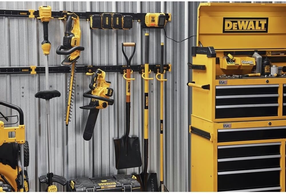 image:imageDEWALT Tool Organizer 21 Piece Accessory Starter Kit Includes 2 Metal Rails 13 Hooks and 2 Plastic Bins DEWALT Workshop Storage System Compatible DWST8280111 Piece Outdoor Accessory Kit