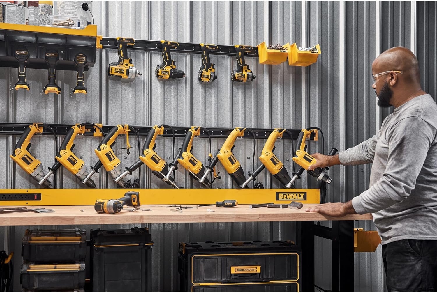 image:imageDEWALT Tool Organizer Hooks for Corded Power Tools 8 Pieces DEWALT Workshop Storage System Compatible DWST828178 Piece Corded Peg Set