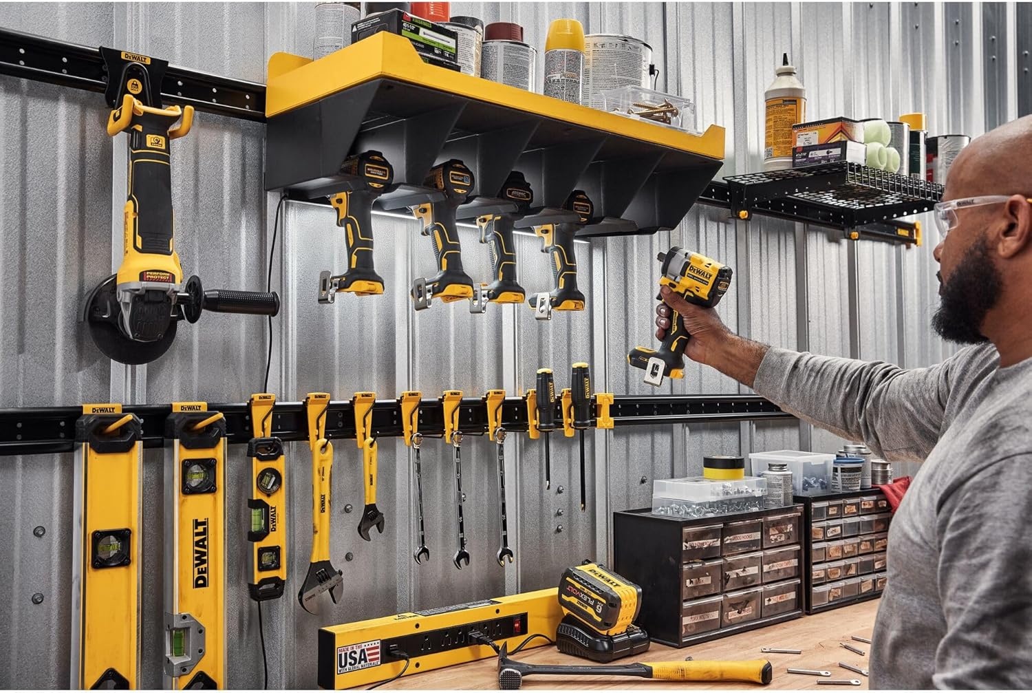 image:imageDEWALT Tool Organizer Hooks for Corded Power Tools 8 Pieces DEWALT Workshop Storage System Compatible DWST828178 Piece Corded Peg Set