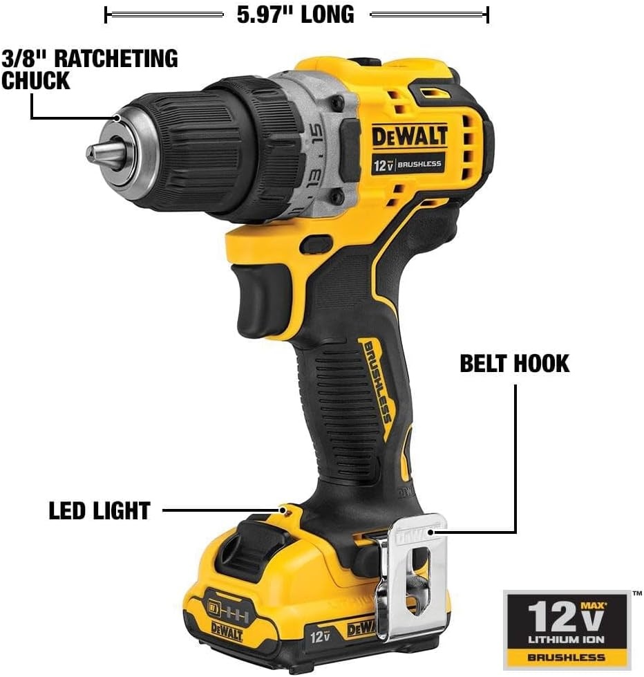image:imageDEWALT XTREME 12V MAX Cordless Drill Driver Kit 38Inch DCD701F2