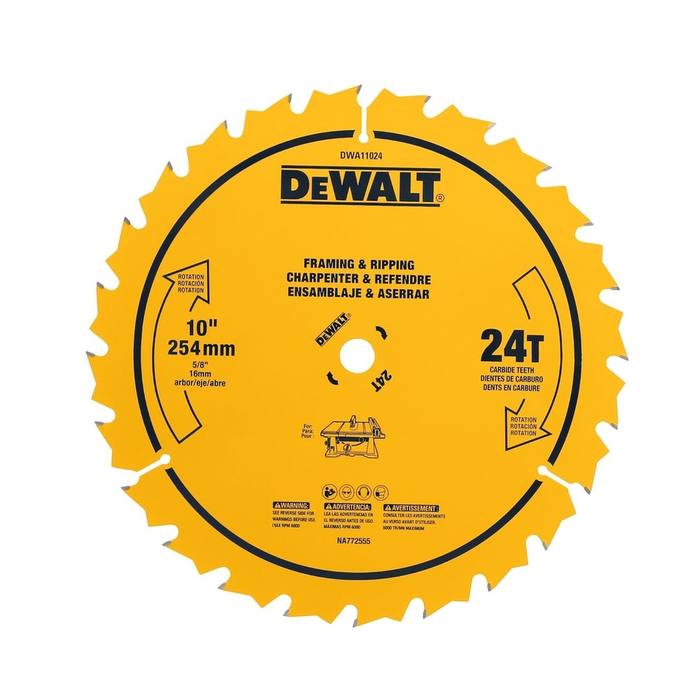image:imageDEWALT 10 in 24 Tooth General Purpose Saw Blade Ultra Sharp Carbide Table Saw Blade DWA1102410 24 Teeth