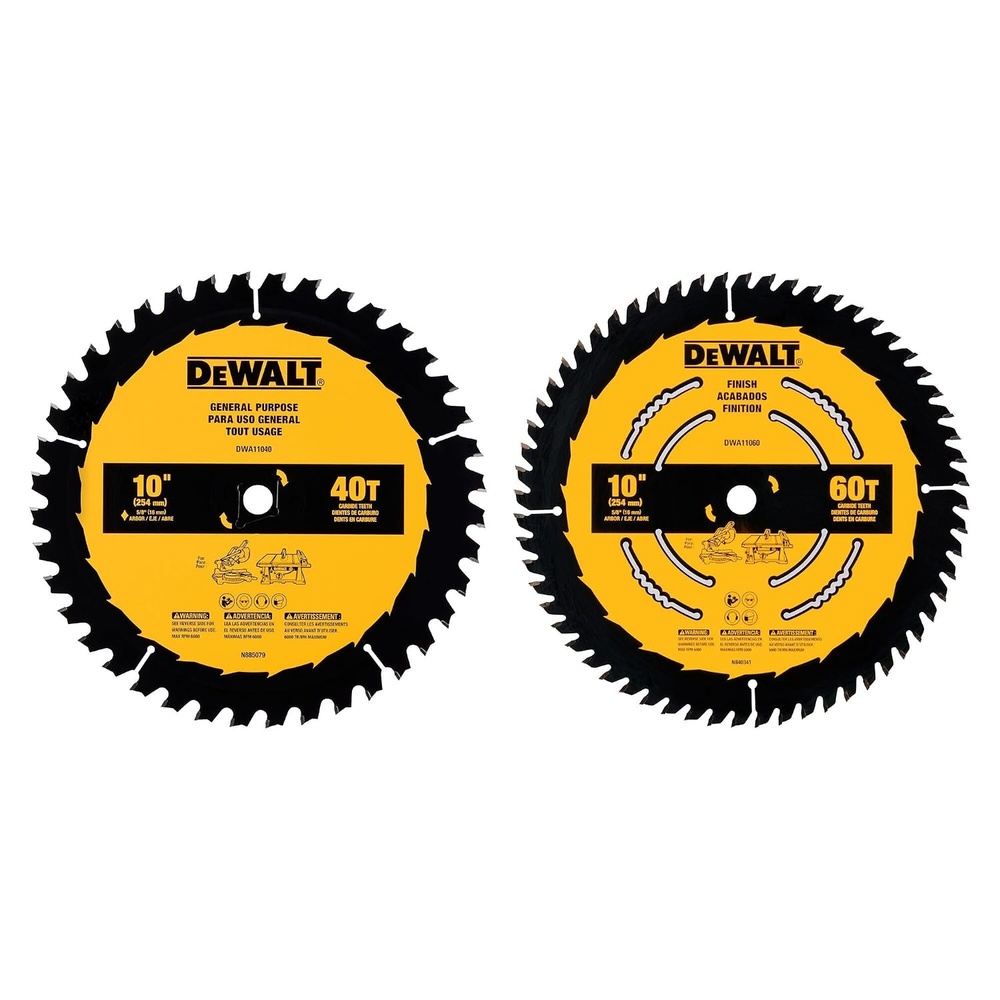 image:imageDEWALT 10 in 24 Tooth General Purpose Saw Blade Ultra Sharp Carbide Table Saw Blade DWA1102410 40 Teeth 60 Teeth