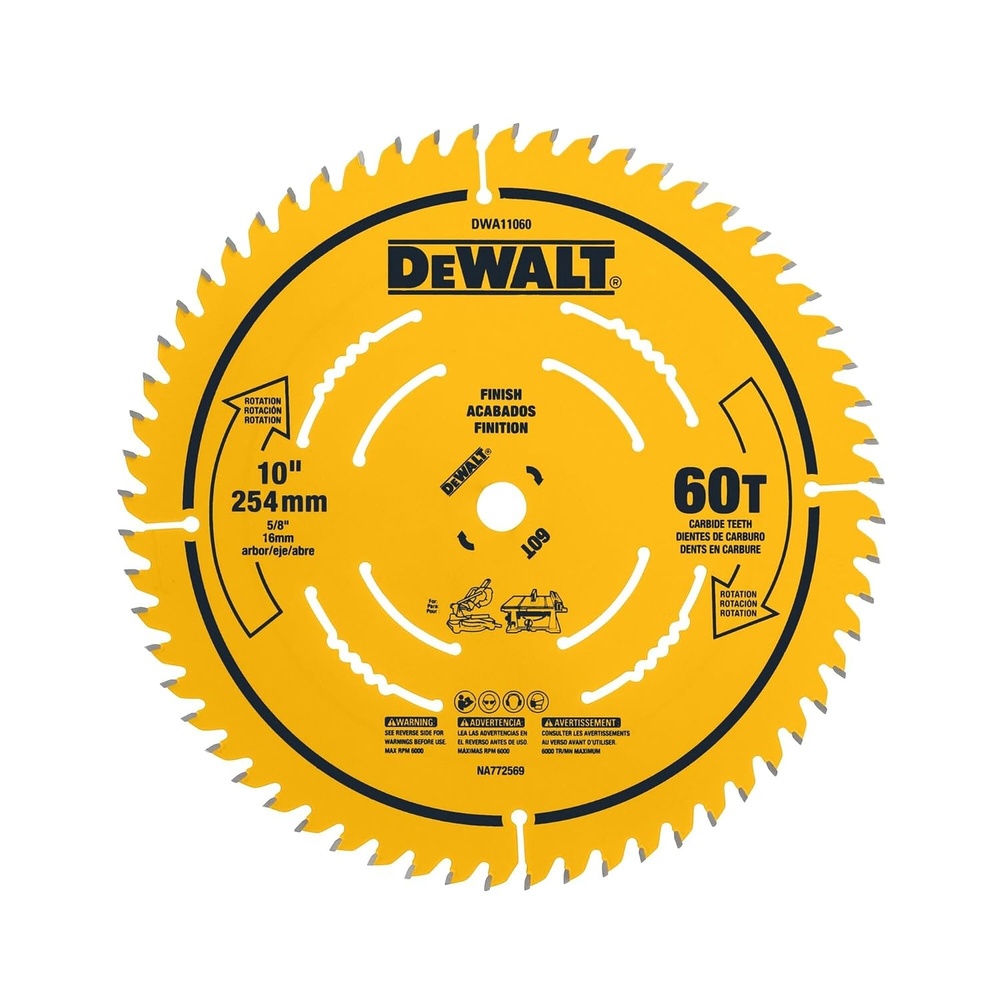 image:imageDEWALT 10 in 24 Tooth General Purpose Saw Blade Ultra Sharp Carbide Table Saw Blade DWA1102410 60 Teeth