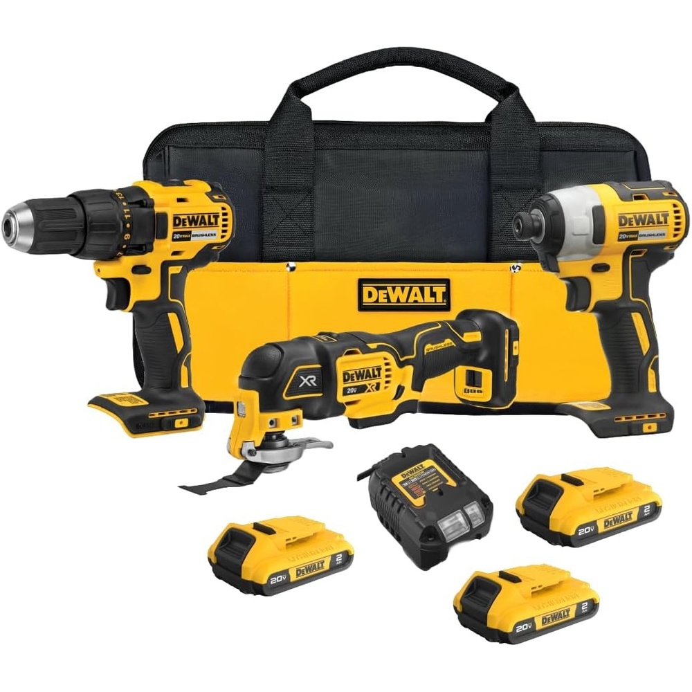 image:imageDEWALT 20V MAX 3Tool Brushless Power Tool Set Includes 12 Cordless Drill14 Impact Driver Oscillating Tool 3 Batteries and a Charger Extended Runtime Lightweight DCK360D33 Tools 3 Batteries