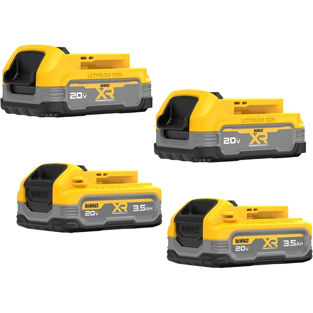 image:imageDEWALT 20V MAX Battery 4 Pack Includes 2 x 35 Ah XR Batteries and 2 x 17 Ah XR POWERSTACK Compact Batteries Cordless Tool Battery Packs DCBP3344