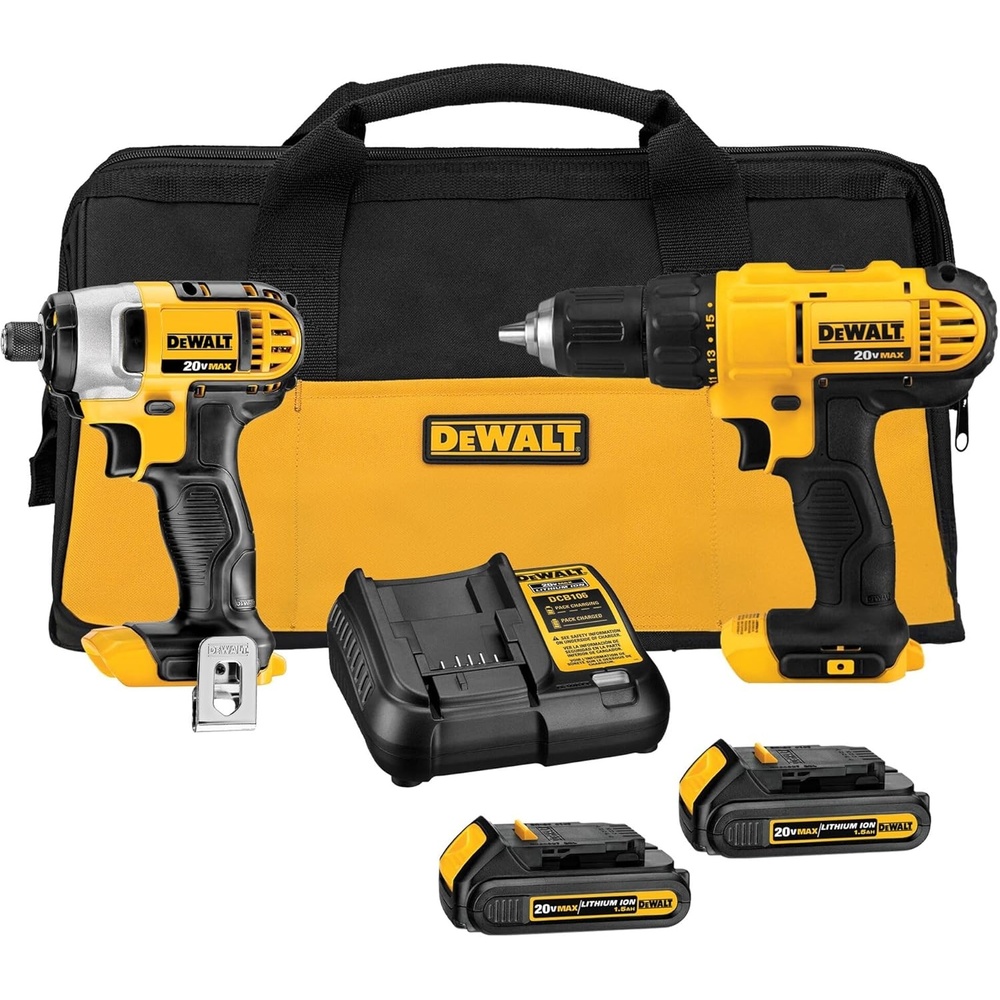 image:imageDEWALT 20V MAX Cordless Drill and Impact Driver Power Tool Combo Kit Includes 2 Batteries Charger and Bag DCK240C2