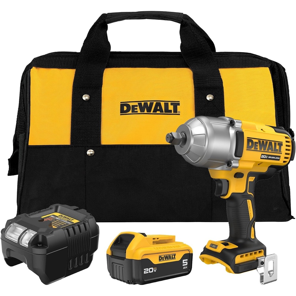 image:imageDEWALT 20V MAX Cordless Impact Wrench with Hog Ring Anvil Brushless High Torque 12 Impact Gun 4Mode Speed Includes Battery Charger and Kit Bag DCF900P1Impact Wrench Kit