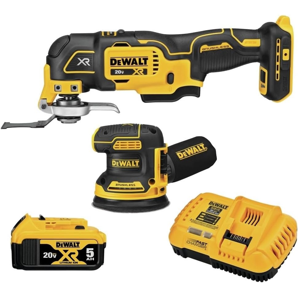 image:imageDEWALT 20V MAX Orbital Sander and Oscillating Tool Cordless Woodworking 2Tool Set with 5ah Battery and Charger DCK202P1Sander and Oscillating Tool Set