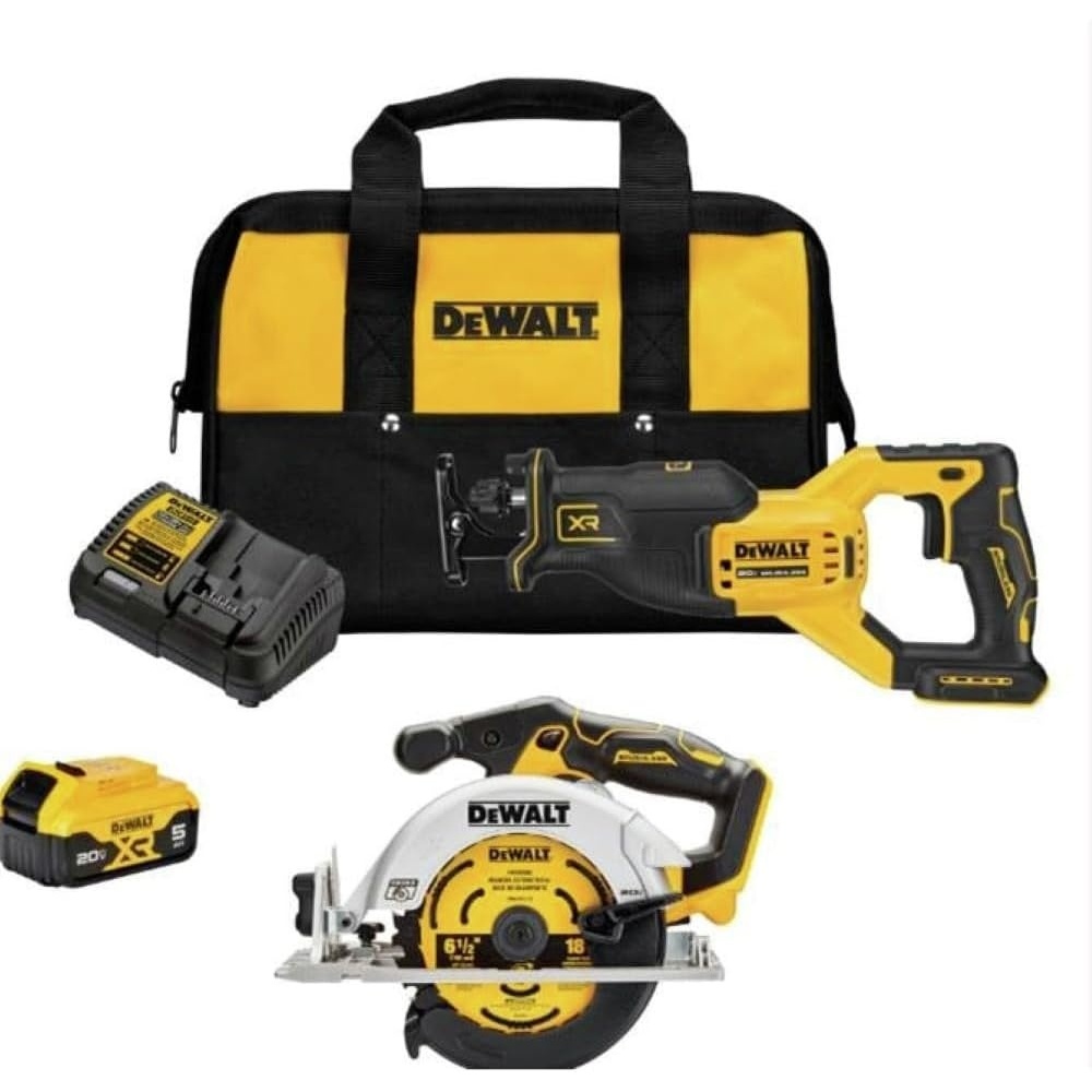 image:imageDEWALT 20V MAX Power Tool Combo Kit 2Tool Reciprocating Saw and 612 Inch Circular Saw Cordless Power Tool Set with Battery and Charger DCK237P1