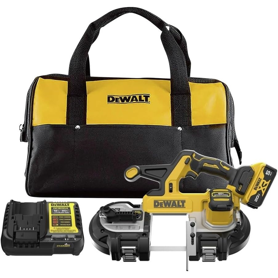 image:imageDEWALT 20V MAX XR Bandsaw Brushless Motor Portable and Cordless 338 Inch Cut Capacity 5Ah Battery and Charger Included DCS378P1Kit with Battery