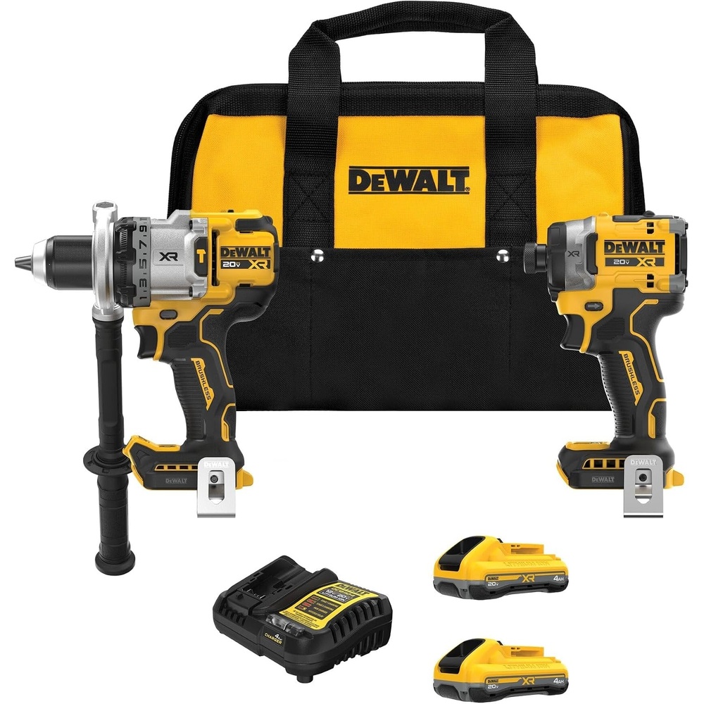 image:imageDEWALT 20V MAX XR Brushless Hammer Drill 12 In and High Torque 14 Impact Driver Combo with 2 x 4 Ah Batteries and 4 Amp Charger DCK2112QQ22 Tools Bag