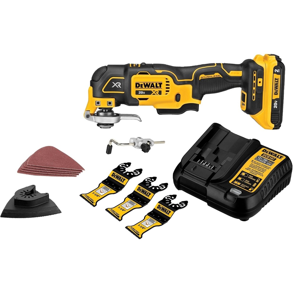 image:imageDEWALT 20V MAX XR Oscillating Tool Kit with Blades 3 Speed Cordless Brushless Multitool Up to 20000 OPM LED Light Battery and Charger Included DCS356C120V MAX XR