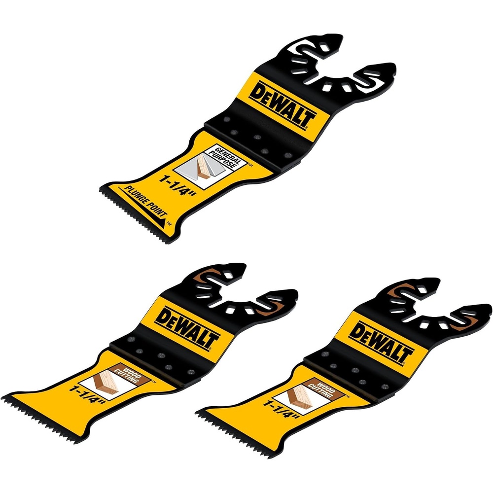 image:imageDEWALT 3 Piece Oscillating Tool Blade Set Wood and GeneralPurpose Durable Performance Coating Blade Assortment DWA4206BM3