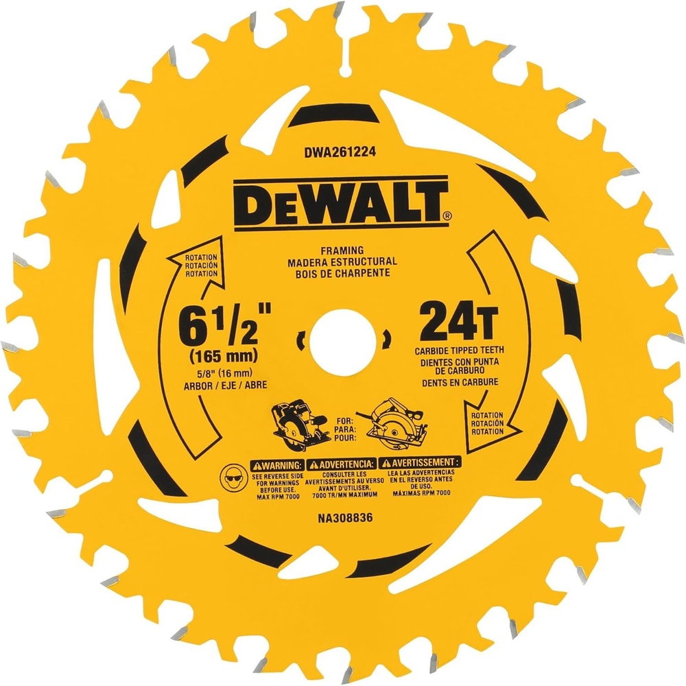 image:imageDEWALT 612 in 24T Circular Saw Blade Smooth Cutting Superior Tracking and Durability DWA261224