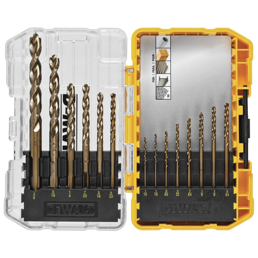 image:imageDEWALT Cobalt Alloy Steel Drill Bit Set with Pilot Point 14Piece DWA1240One Size