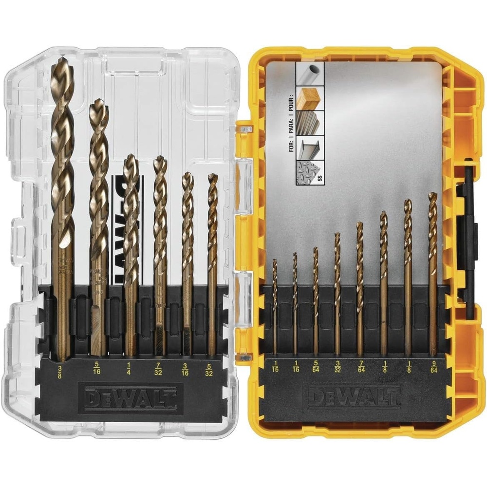 image:imageDEWALT Cobalt Alloy Steel Drill Bit Set with Pilot Point 14Piece DWA1240Pack of 5