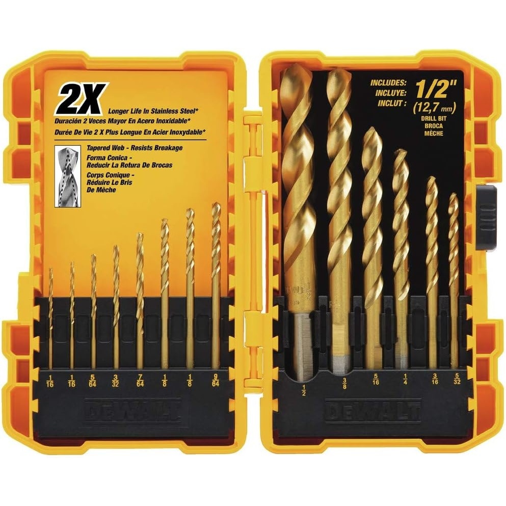 image:imageDEWALT DW1341 14Piece Titanium Nitride Speed Tip Drill Bit Set